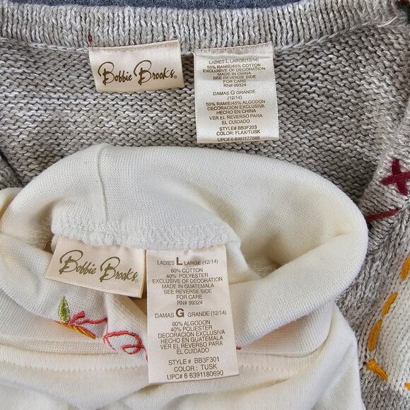 Vintage Bobbie Brooks Fall Sweater Vest Set Scarecrows Gourds Women L Grannycore - Picture 15 of 16